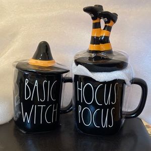 Authentic Rae Dunn Mugs with Toppers